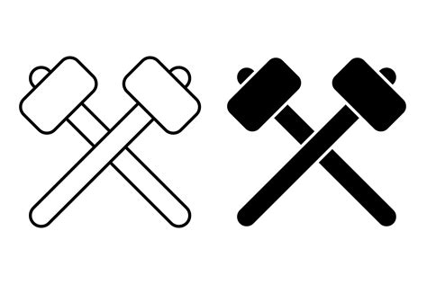 Linear Icon, Crossed Hammers. Blacksmith Graphic by RNko · Creative Fabrica