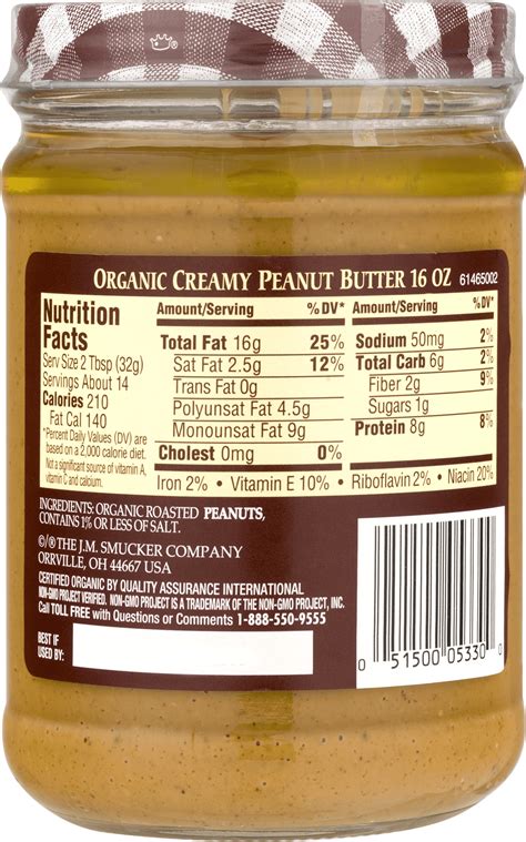 calories in natural peanut butter without oil