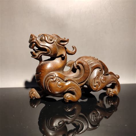 chinese wooden dragon statue wood carving antique desk decor boxwood ...