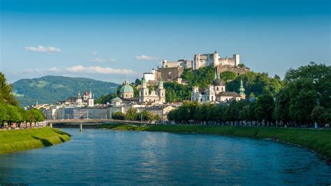 Salzburg, Austria, river, bridge, houses, mountains wallpaper | travel ...