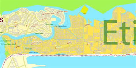 Lagos State Printable Map Admin Roads Cities, Nigeria, Adobe Illustrator