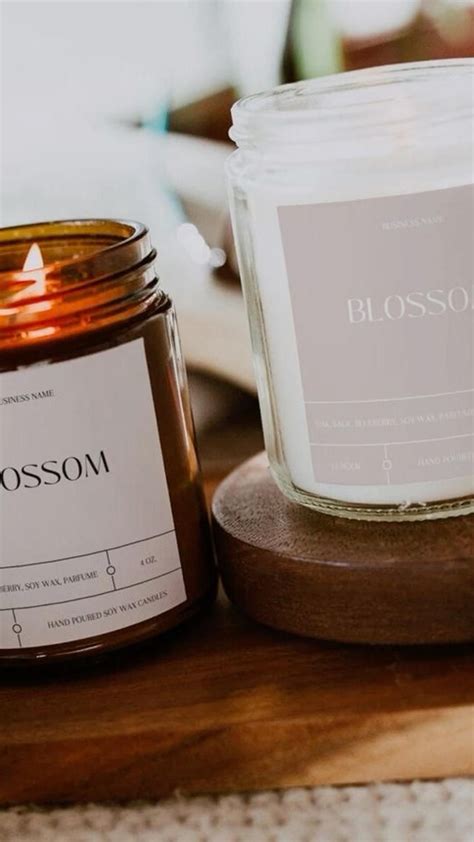 Modern candle label template luxury candle branding minimalist candle business candle label ...