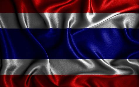 Thai flag silk wavy flags, Asian countries, national symbols, Flag of Thailand, HD wallpaper ...