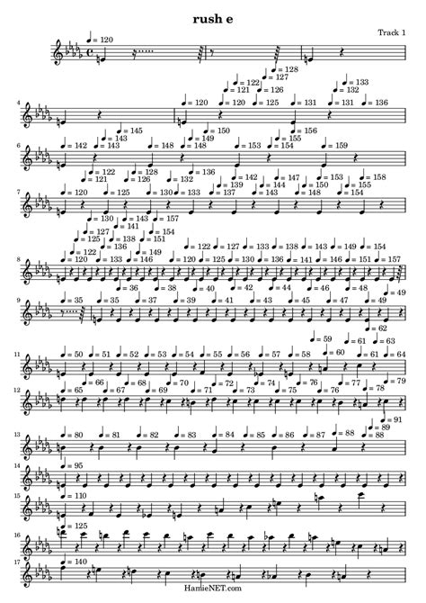 rush e Sheet Music - rush e Score • HamieNET.com