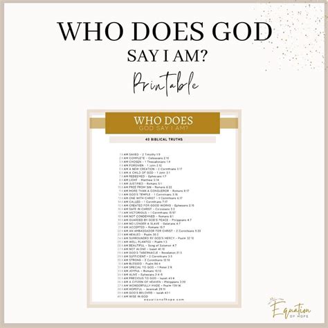 40 Biblical Truths: Who Does God Say I Am? - EQUATIONOFHOPE