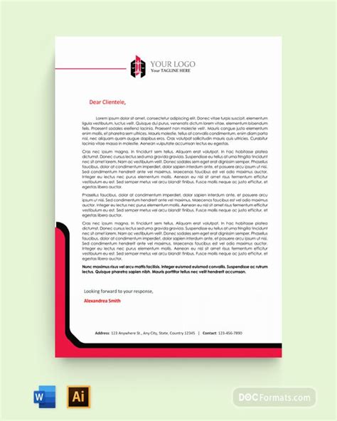 Red Footer Law Firm Letterhead Template - Doc Formats | Docformats.net