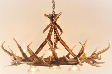 Elk 6 Antler Chandelier with 3 Downlights | Cast Horn Designs