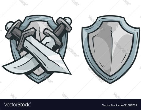 Cartoon coat of arms with swords and shield Vector Image