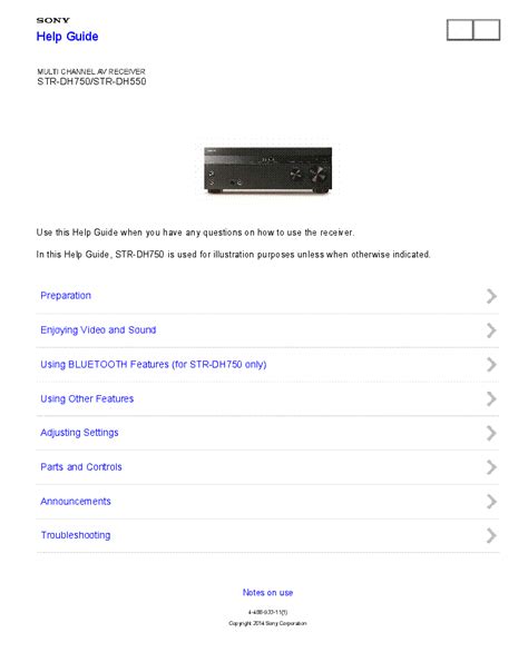 SONY STR-DH550,STR-DH750 RECEIVER USER MANUAL Service Manual download ...