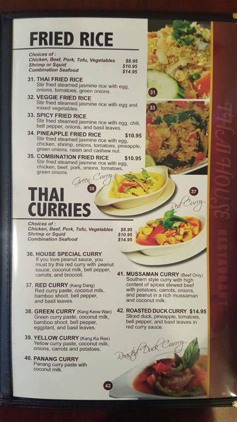 Menu at Thai House Restaurant, Logan