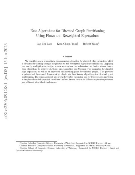 Fast Algorithms for Directed Graph Partitioning Using Flows and Reweighted Eigenvalues | DeepAI