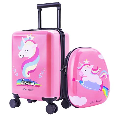 Buy iPlay, iLearnUnicorn Kids Luggage, Girls Carry on Suitcase W/ 4 ...
