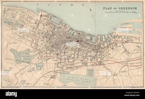 GREENOCK: Antique town plan. Scotland. BARTHOLOMEW, 1885 antique map ...