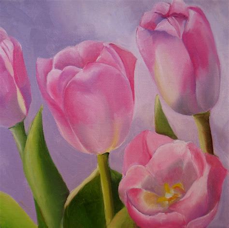 Pink Tulips Oil on Stretched Canvas, 8" x 8" SOLD at $45.00 plus ...