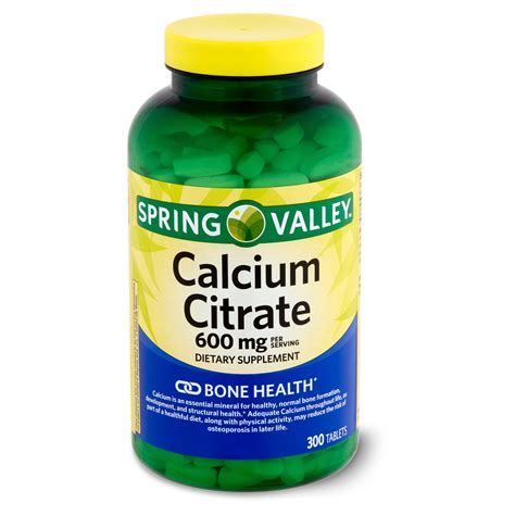 Spring Valley Calcium Citrate Dietary Supplement, 600 mg, 300 count - Walmart.com