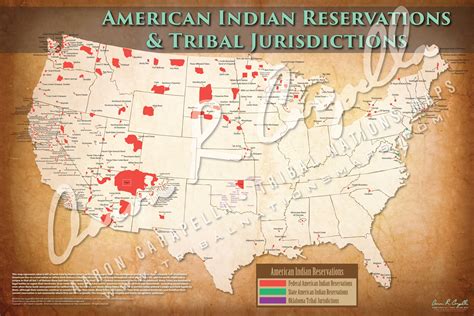 American Indian Reservations Map w/ Reservation Names - 24"x36 ...