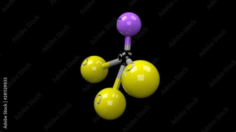 Trichlorofluoromethane molecule. Molecular structure of freon 11 also known as CFC-11 ...