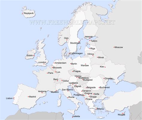 Map Of Europe With Capitals And Major Cities – The World Map