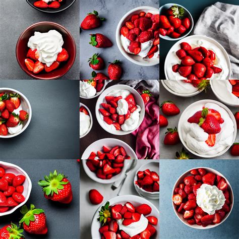 strawberries topped with whipped cream in a bowl, food | Stable Diffusion | OpenArt