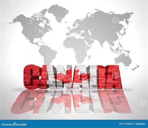 Word Canada on a World Map Background Stock Illustration - Illustration ...