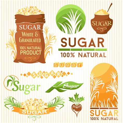 Sugar labels with logos vector material 04 free download