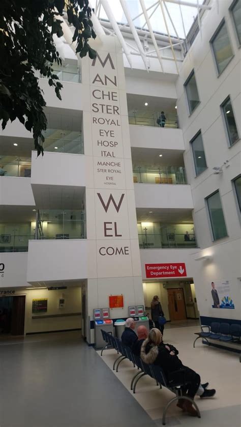 The welcome sign at the Manchester Royal Eye Hospital is designed like a Snellen Chart : r ...