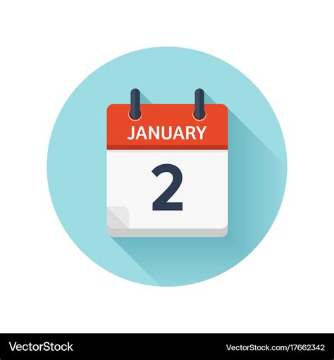 January 2 flat daily calendar icon date Royalty Free Vector