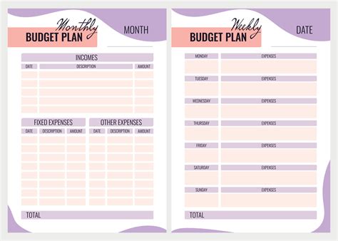 Monthly and weekly budget planner 12855591 Vector Art at Vecteezy