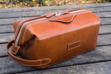 100% Handmade Leather Travel Dopp Kit - Brown - Galen Leather