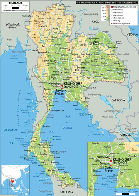 Thailand Physical Map