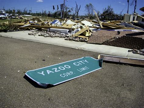 Yazoo City sign after April 24, 2010 tornado wreckage and damage in Mississippi image - Free ...