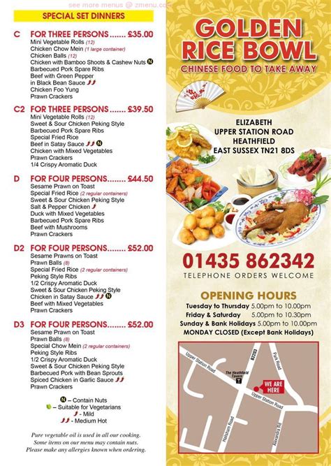 Menu at Golden Rice Bowl fast food, Heathfield