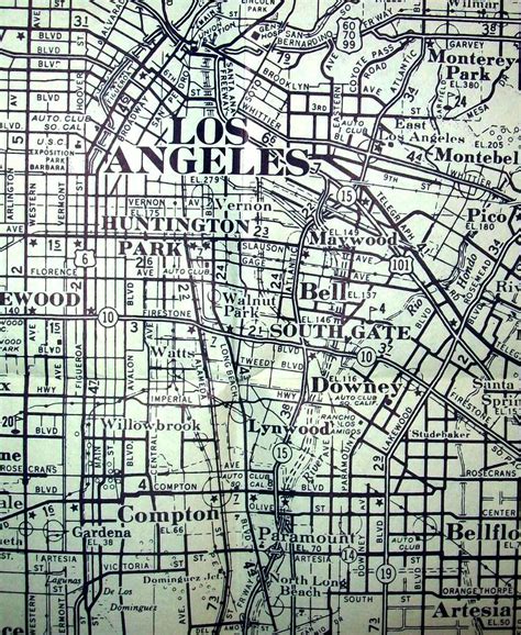 Los Angeles CA 1956 | Map by AAA. Of the US Highways shown o… | Flickr