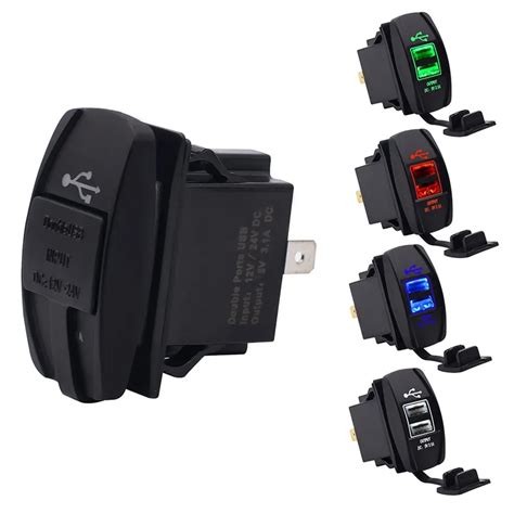 Dual USB Charger Socket 12 Volt Plug Jack Panel Mount Boat Car Truck RV Auto on Aliexpress.com ...