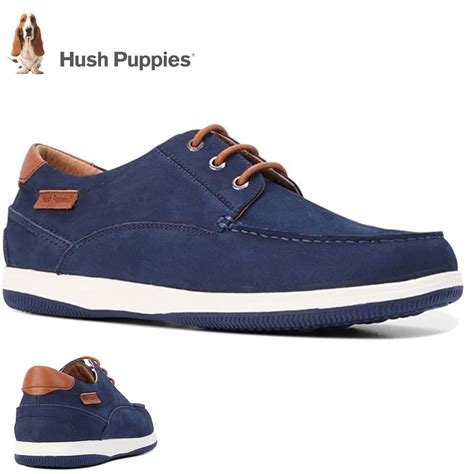 HUSH,PUPPIES Mens Dusty Leather Shoes Soft Casual or Formal - Navy Nubuck