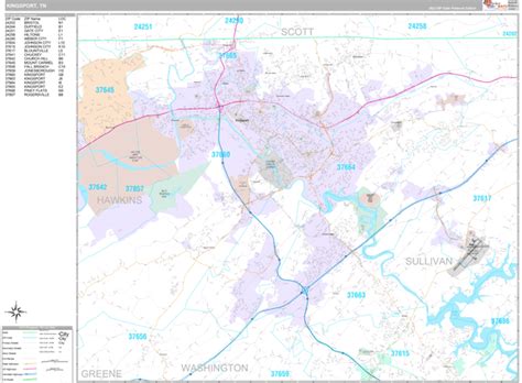 Kingsport Tennessee Wall Map (Premium Style) by MarketMAPS - MapSales