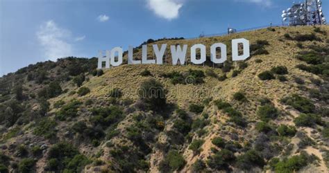 Famous Hollywood Sign Aerial Views of from Below Forward in Los Angeles ...