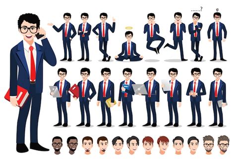 Premium Vector | Businessman cartoon character set. handsome business man in office style smart ...