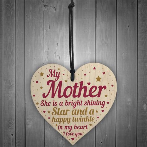 Mum Mother Memorial Wooden Heart Remembrance Plaque Keepsake