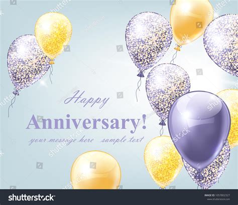 Happy Anniversary Card Balloons Party Background Stock Vector (Royalty Free) 1057802327