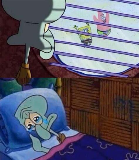 squidward looking out of his window, then crying in bed (OC) : r/MemeTemplatesOfficial