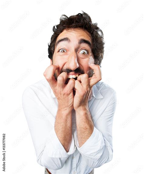 young funny man scared pose. worried pose Stock Photo | Adobe Stock