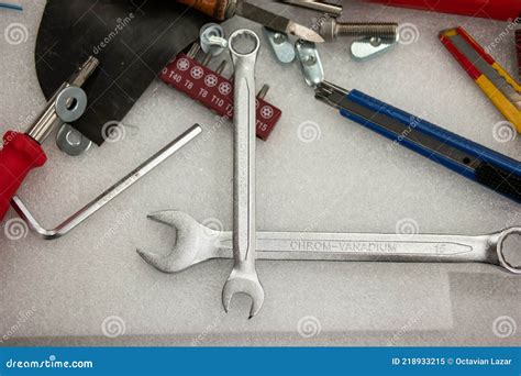 Messy Tool Desk Top View Scattered And Unorganized Work Tools No People Royalty-Free Stock ...