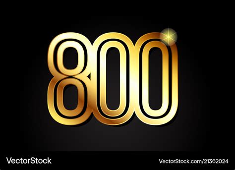 Gold number 800 logo icon design Royalty Free Vector Image