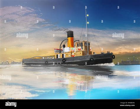 Old tugboat in the harbor Stock Photo - Alamy