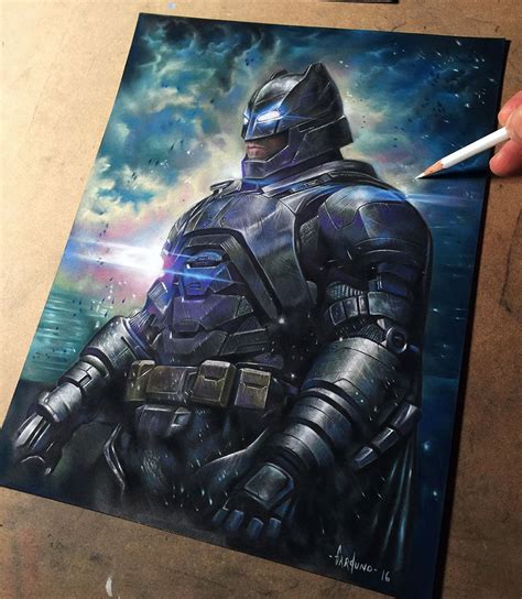 Armored Batman art drawn in pastels by Victor Garduno. | Batman drawing, Batman art, Batman