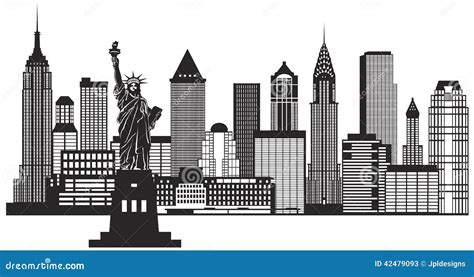 New York City Skyline Black And White Illustration Vector Stock Vector - Image: 42479093