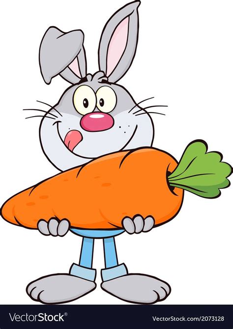 Cartoon rabbit with carrot vector image on VectorStock | Rabbit cartoon, Rabbit cartoon drawing ...