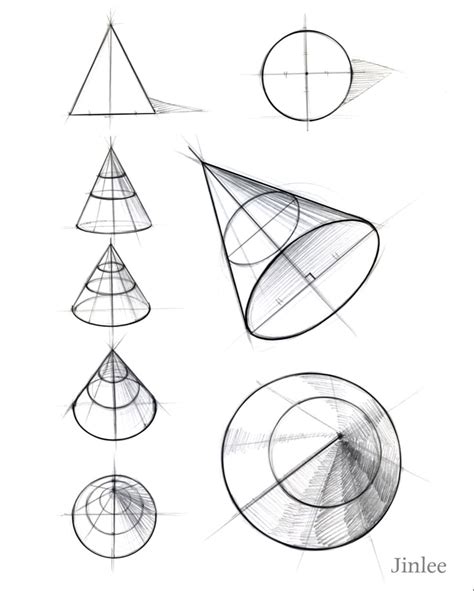 원뿔 투시(Cone perspective sketch) | 제품 스케지, 드로잉, 스케치