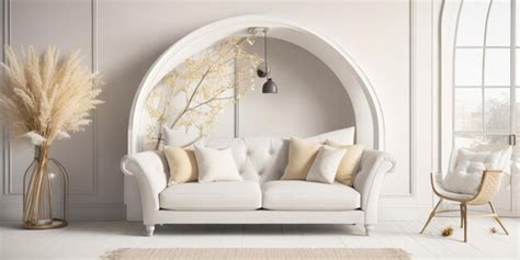 Premium AI Image | A white sofa with a white sofa and yellow pillows.